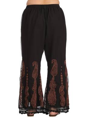 Ada Hand Embroidered Black Faux Georgette Lucknowi Chikankari Palazzo 2