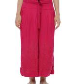 Ada Hand Embroidered Magenta Cotton Lucknow Chikankari Palazzo