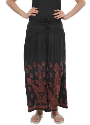 Ada Hand Embroidered Black Cotton Lucknowi Chikankari Palazzo 1