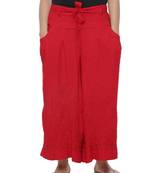 Ada Hand Embroidered Red Cotton Lucknowi Chikankari Palazzo