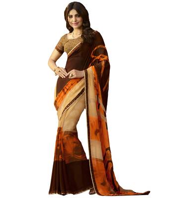 Multicolor Printed Georgette Saree With Blouse 1