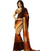 Multicolor Printed Georgette Saree With Blouse