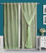 Just Linen 2-in-1 Poly Dupion Dark Sea Green Eyelet Door Curtain