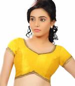 Yellow Banglore Silk Lace Work Unstiched Blouse