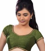 Mendi Green Banglore Silk Lace Work Unstiched Blouse