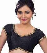 Black Banglore Silk Lace Work Unstiched Blouse