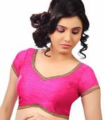 Pink Banglore Silk Lace Work Unstiched Blouse