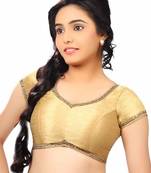 Gold Banglore Silk Lace Work Unstiched Blouse