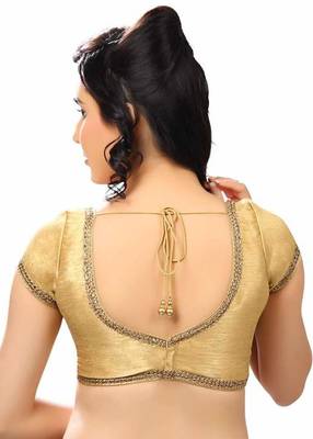 Gold Banglore Silk Lace Work Unstiched Blouse 2