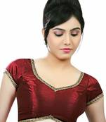 Maroon Banglore Silk Lace Work Unstiched Blouse