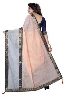 Multicolor plain chanderi saree with blouse 3