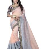 Multicolor plain chanderi saree with blouse