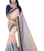Multicolor plain chanderi saree with blouse