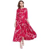 Dark-magenta printed rayon kurti