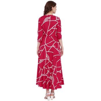Dark-magenta printed rayon kurti 2