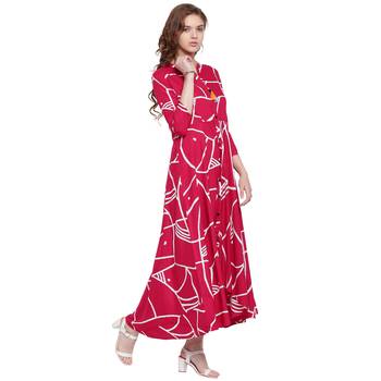 Dark-magenta printed rayon kurti 3