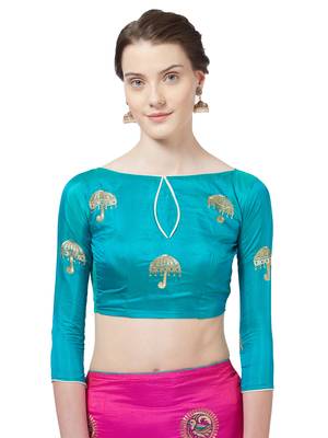 Pink Embroidered Silk Blend Saree With Blouse 4