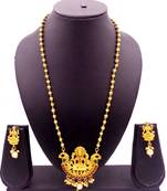 Kempu Green High Gold Plated Laxmi Temple Pendant Earring Set
