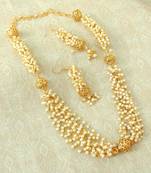 Elegent Golden Brass Pearl Beaded Mala Necklace Set