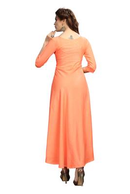 Peach embroidered rayon long-kurtis 2