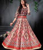 Radiant Multi Colored Digital Print Partywear Designer Gown (Stitched)
