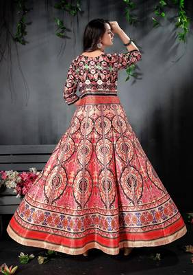 Radiant Multi Colored Digital Print Partywear Designer Gown (Stitched) 4