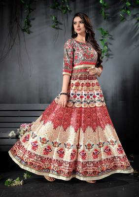 Marvellous Multi Colored Digital Print Partywear Designer Gown (Stitched) 2