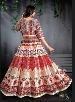 Marvellous Multi Colored Digital Print Partywear Designer Gown (Stitched) 3