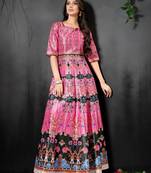 Amazing Pink Colored Digital Print Partywear Designer Gown (Stitched)