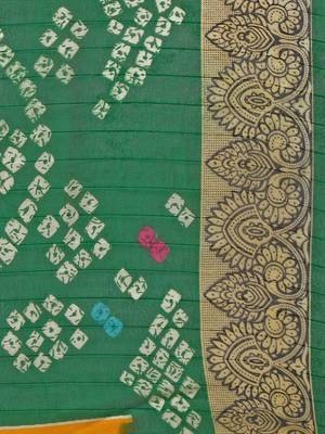 Yellow printed bhagalpuri silk saree with blouse 5