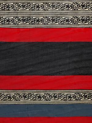 Red printed bhagalpuri silk saree with blouse 5