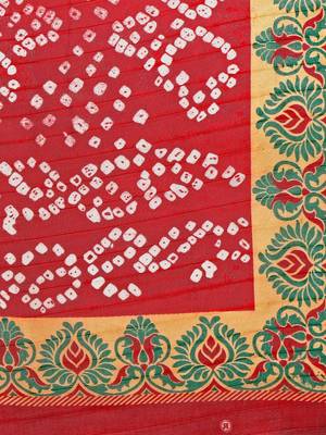 Orange Printed Bhagalpuri silk blend Saree With Blouse 5
