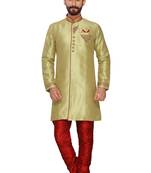 Green Embroidered Jaquard Silk Indo Western Dresses