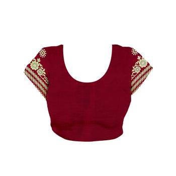 Maroon Printed Art Silk Saree With Blouse 3