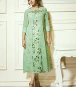 Sea Green Colour Embroidered And Printed Vaishnavi Georgette Readymade Kurti