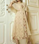 Cream Colour Embroidered And Printed Vaishnavi Georgette Readymade Kurti