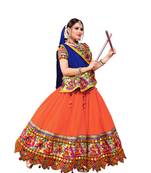 Orange Embroidered Cotton Navratri Lehenga Chaniya Choli