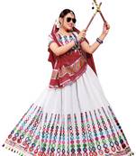 White Embroidered Cotton Navratri Lehenga Chaniya Choli