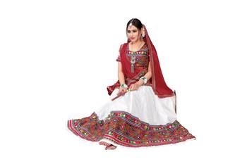 White Embroidered Cotton Navratri Lehenga Chaniya Choli 2