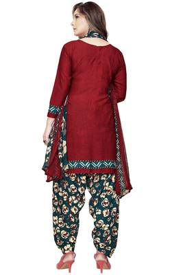 Maroon Abstract Print Crepe Salwar With Dupatta 3