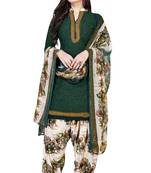 Green abstract print crepe salwar with dupatta
