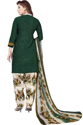 Green abstract print crepe salwar with dupatta 3