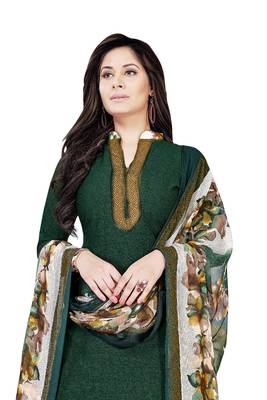 Green abstract print crepe salwar with dupatta 4
