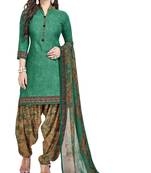 Green abstract print crepe salwar with dupatta