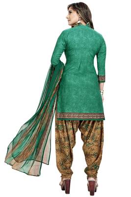 Green abstract print crepe salwar with dupatta 3