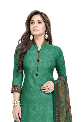 Green abstract print crepe salwar with dupatta 4