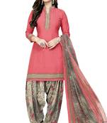 Peach Abstract Print Crepe Salwar With Dupatta
