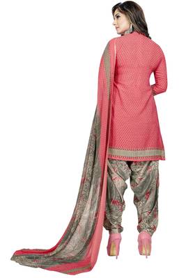Peach Abstract Print Crepe Salwar With Dupatta 3