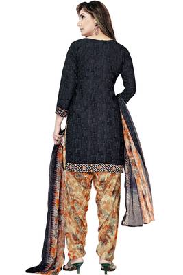 Navy-Blue Abstract Print Crepe Salwar With Dupatta 3