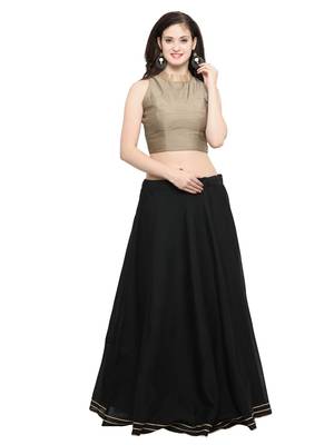 Inddus Beige And Beige Unstitched Cotton Lehenga Choli 1
